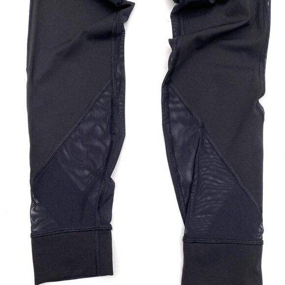Lululemon Black Mesh Leggings Ankle Cuff Size 6  Preowned B2 - Picture 2 of 11
